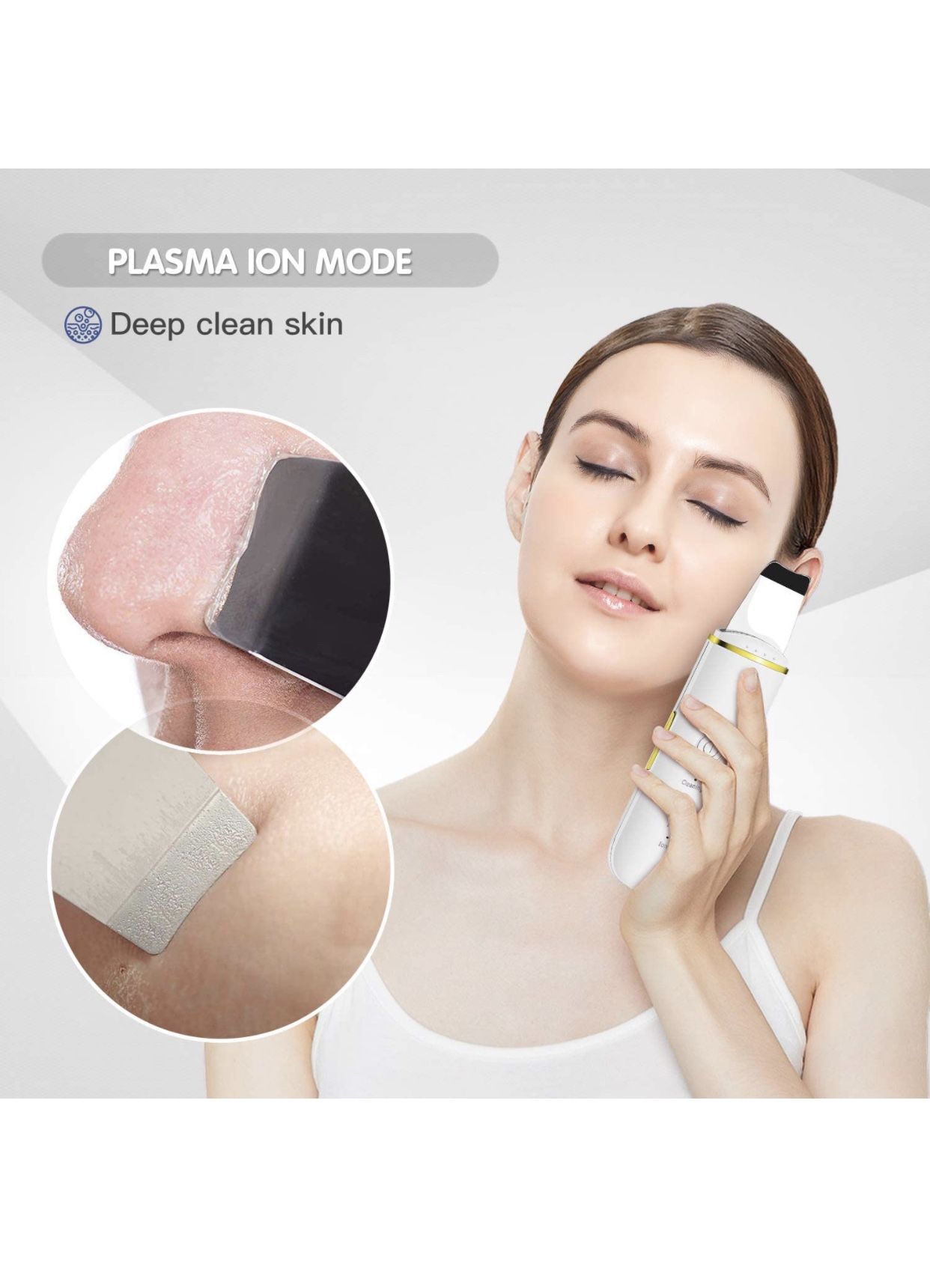 Skin Scrubber Skin Spatula, Blackhead Remover Pore Cleaner with 4 Modes, Facial Scrubber Spatula Comedones Extractor for Facial Deep Cleansing- 2 Sili