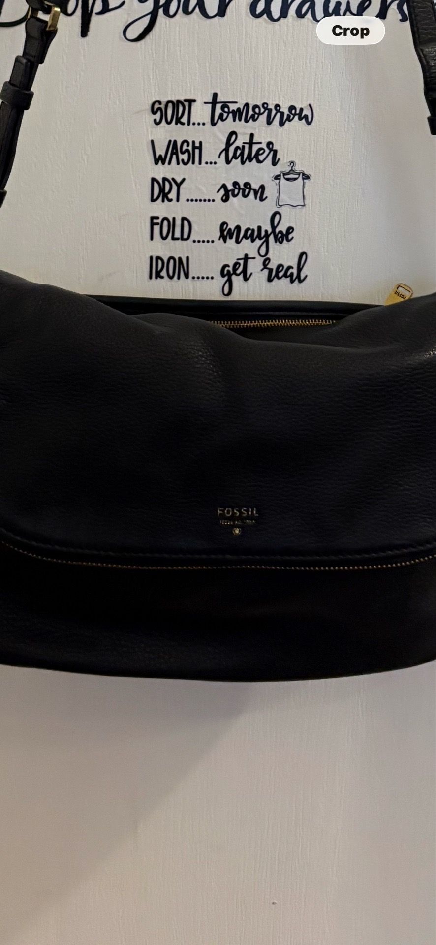 black pebbled leather Fossil Preston crossbody bag
