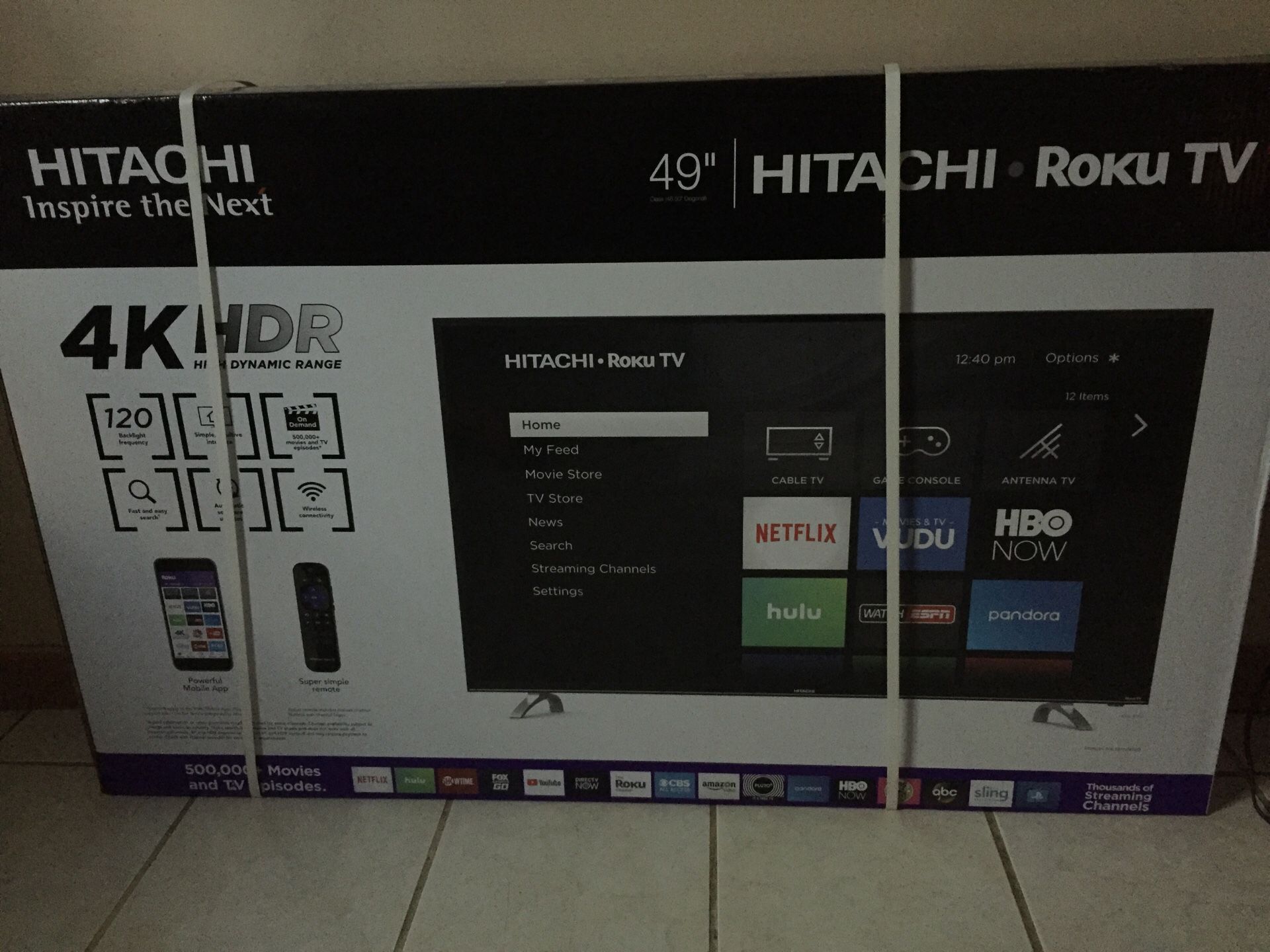 HITACHI 49 inch smart tv brand new in box smart roku tv