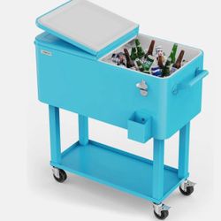 VINGLI 80-Quart Rolling Cooler Cart – Blue