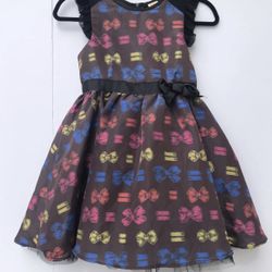 Holiday Christmas Dress Harajuku Mini Gwen Stefani Colorful Bows On Black 10/12 L
