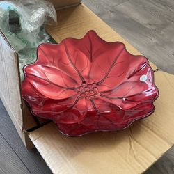 Princess House Red Poinsettia Tray