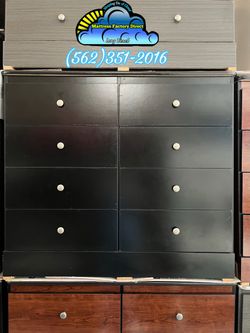 Eight drawer black with rails new chest cajonera Comoda mueble nuevo