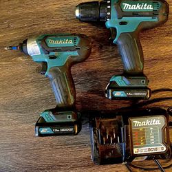 Makita 12V Drill and Impact W/ Batteries And Charger 
