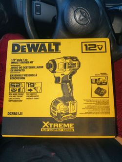 Brand New DeWalt XTREME 12V MAX* Subcompact 1/4-in. Brushless Impact Driver Kit (Model: DCF801J1)