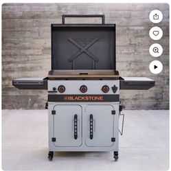 Blackstone Bronco Plancha Omnívora de 3 Quemadores 28" XL con Estantes Laterales Dobles y Gabinete