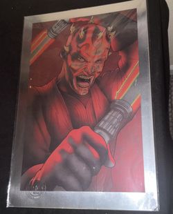 Star Wars Darth Maul 12" x 18" Print #5/100 w/Certificate Of Authenticity Platinum Foil Ed! Jamie Coker platinum  “rage of sith” bonus Darth Maul Mask