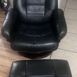 Leather Recliner And Ottoman 