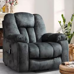 40.6" W Grey Oversize Power Lift Recliner Chair with Massage and Heating