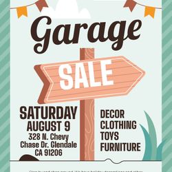 Garage Sale August 9th 10 Am To 4 Pm