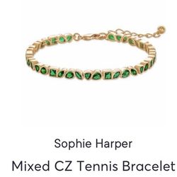 Sophie Harper Green And Gold Tennis Bracelet