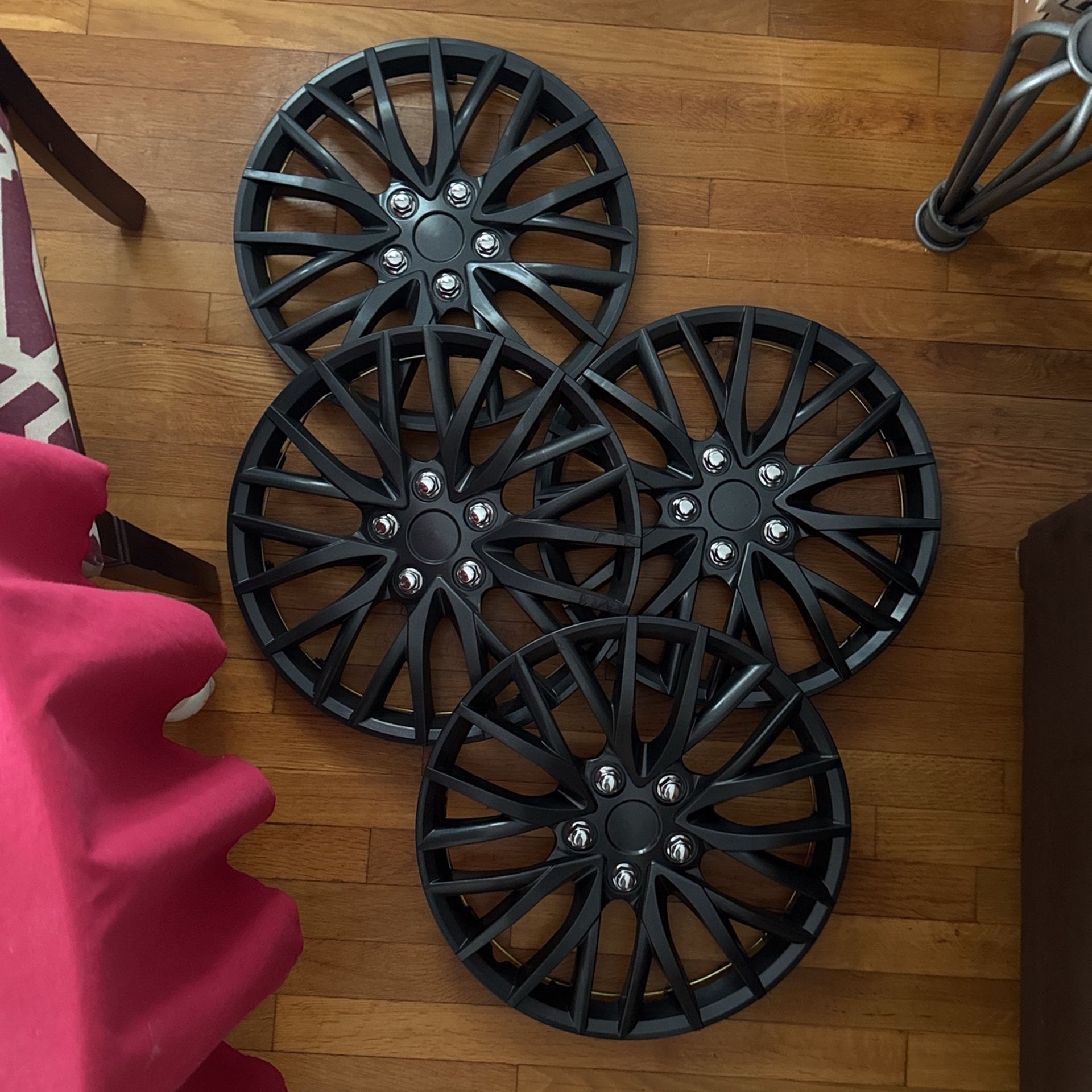 Black Hubcaps 16" Wheel Rim Cover Hub Caps OEM Style Replacement Snap On- 16 Inch, Set of 4