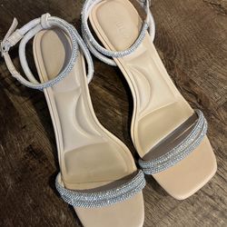 Rhinestone strap kitten heel sandal