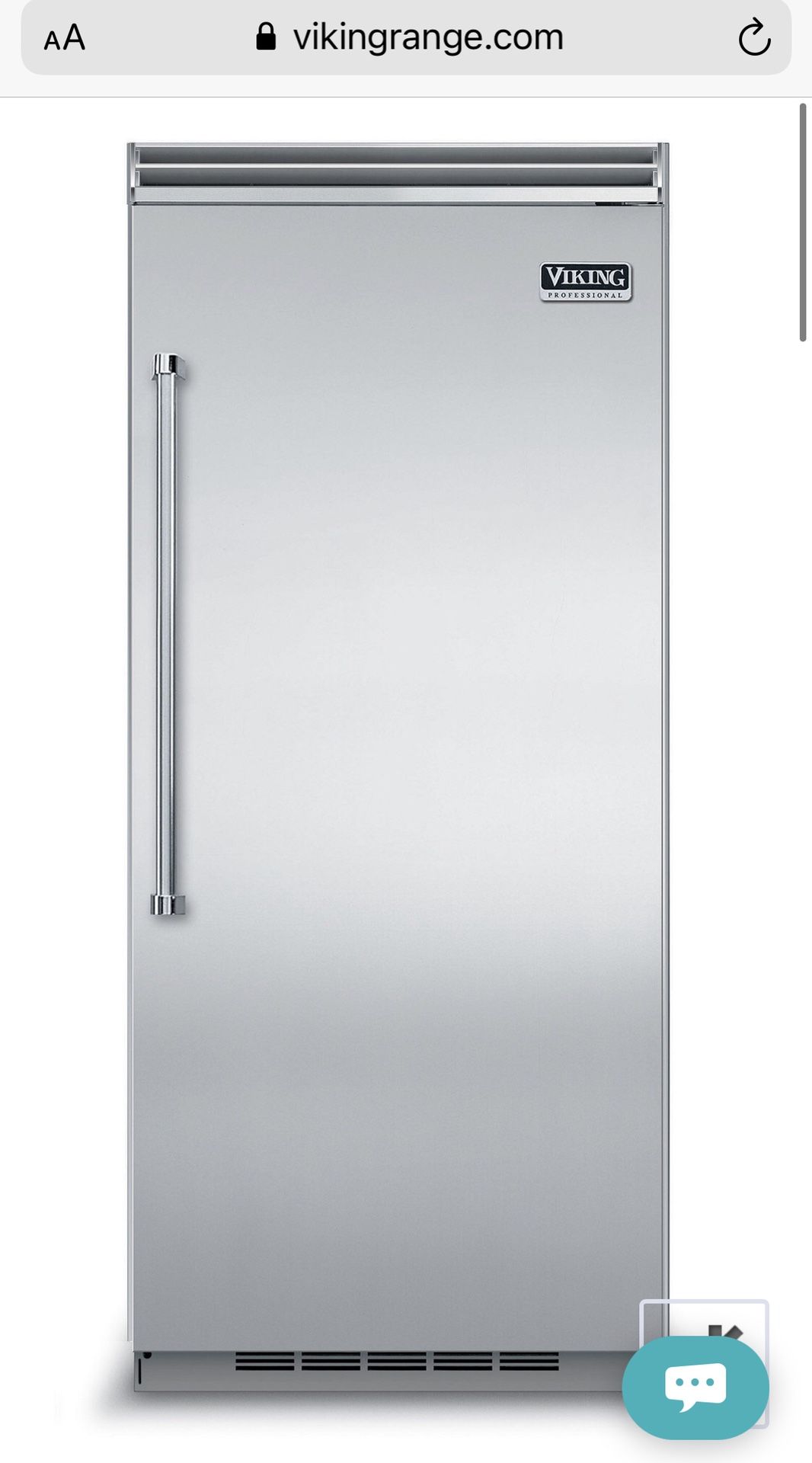 36” Stainless Steel Viking Refrigerator Door Skin
