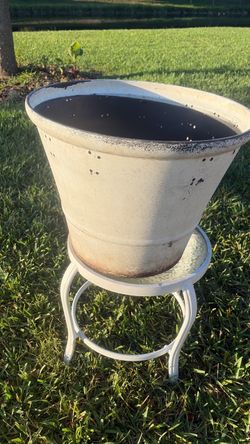Extra Large Rustic White Plastic Garden Planter – 22” – $45