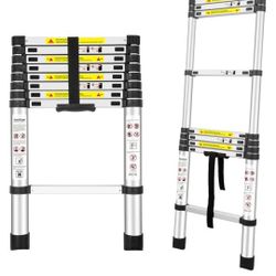 Telescoping Ladders, (8.5Ft/2.6M)  Standards Aluminum Extension Ladder