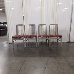 Set of Four Light Gray Wood Spindle Back Dining Chairs