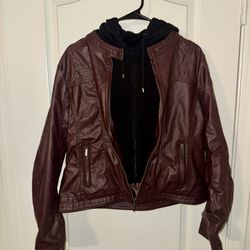 New Look Women’s Hooded Faux Leather Jacket