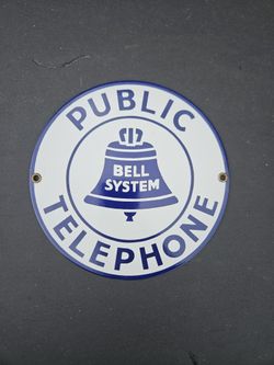 Bell System Public Telephone Porcelain Sign 