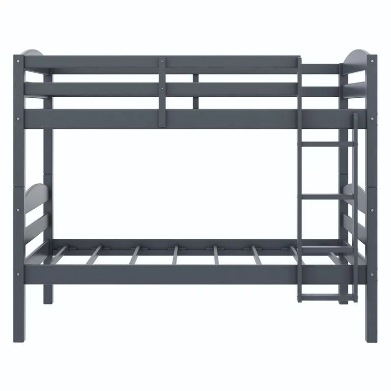 Better Homes & Gardens Leighton Solid Wood Twin-over-Twin Convertible Bunk Bed, Gray, New In Box