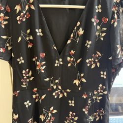 Madewell Black Floral Lightweight Wrap Mini Dress—-Only Worn One Time—Size:6