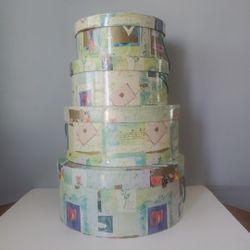 Vintage Nesting Round Hat Boxes Set Of 4 New Condition 