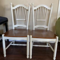 *Set Of 4* New-East West Furniture Dover dining chair - Wooden Seat and Buttermilk Hardwood Frame
