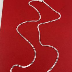 New 925 Sterling Silver Miami Flat Cuban Chain 18” Inch 2mm