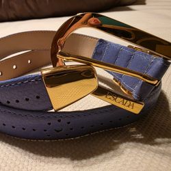 Escada Light Blue Leather Belt Size 36