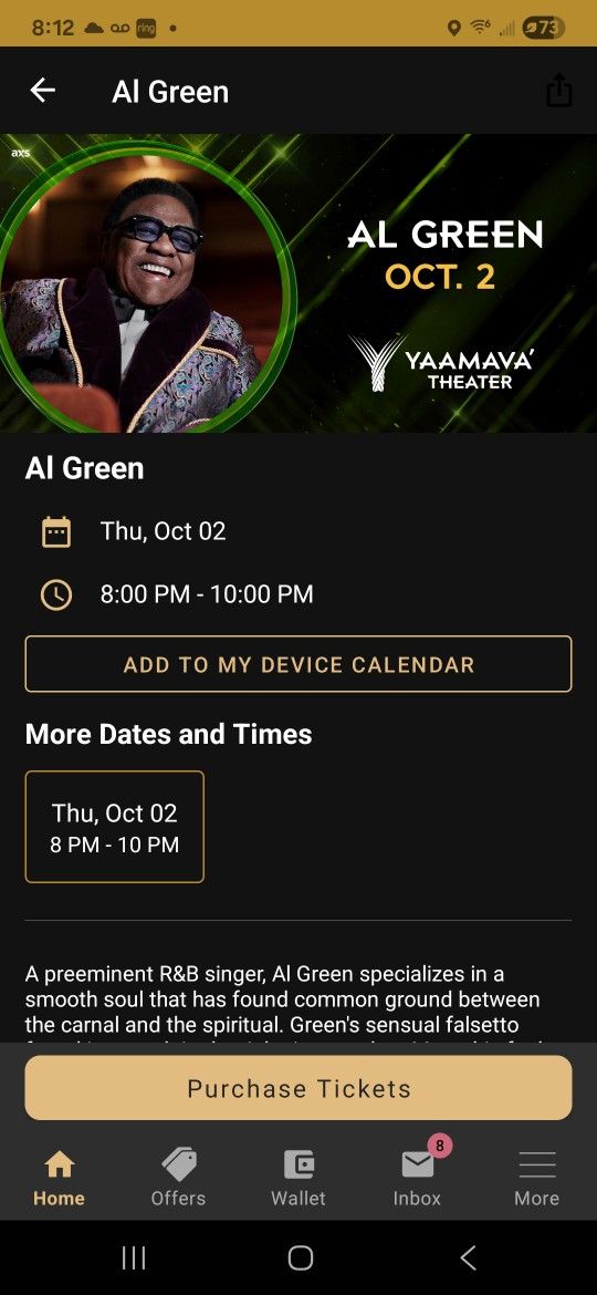2 AL green tickets 103 B seats 9-10