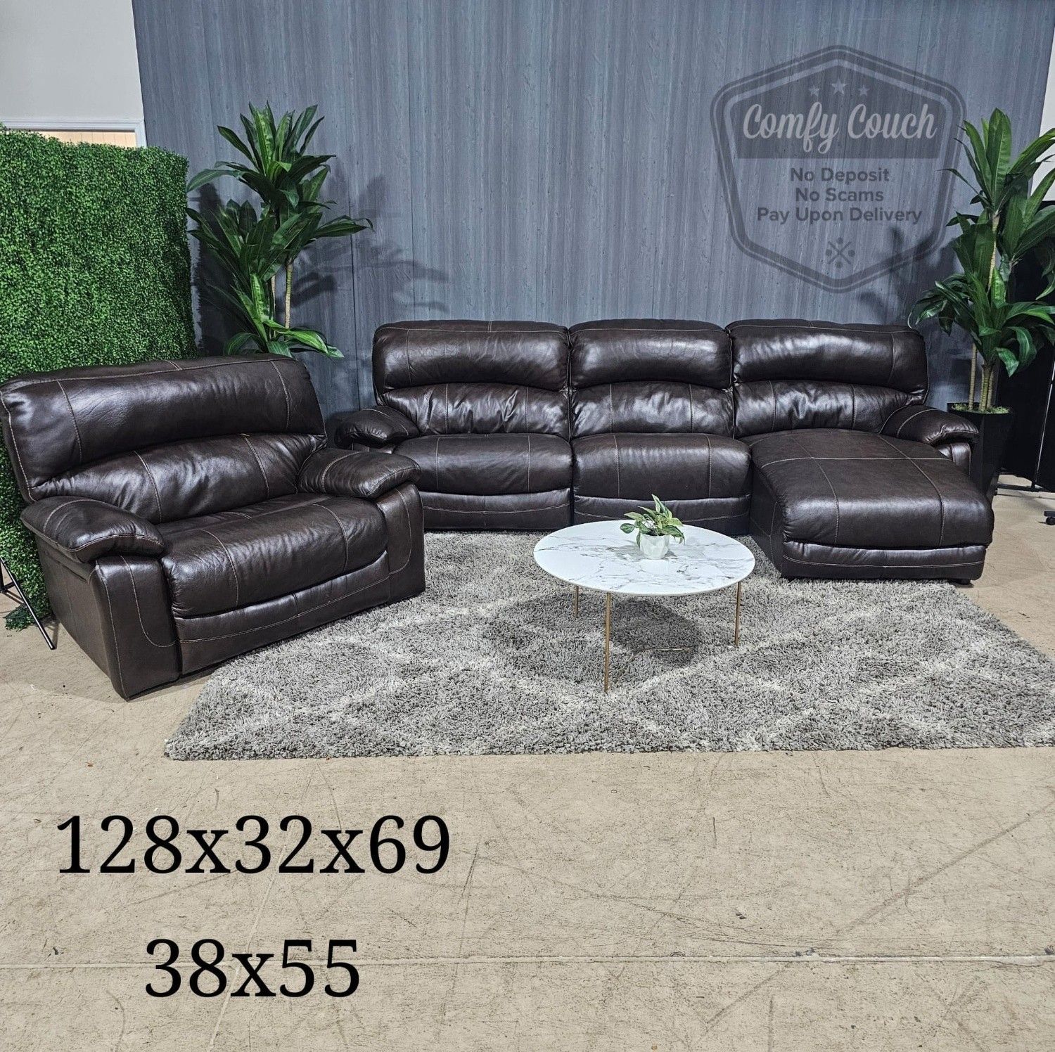 🛋️ Oversized Reclining Leather Set (Delivery Available!! )