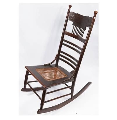 SALE! Vintage Carved Cane Seat Rocking Chair