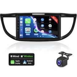 2+32GB Android 11 Car Stereo for Honda CRV 2012-2016 Wireless Carplay Android Auto Radio 9 Inch Touch Screen CRV Head Unit with GPS BT Mic AHD Backup 