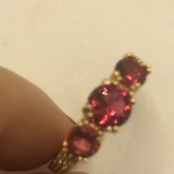 3 Stones Ruby Ring Size 8