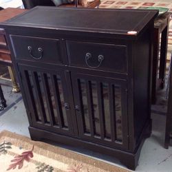 Vintage Black Two Drawer Cabinet For Sale
