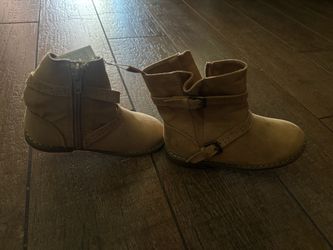 Kids Toddler Tan Ankle Boots with Buckle