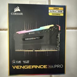 CORSAIR - VENGEANCE RGB PRO 32GB (2x16GB) DDR4 3600MHz C18 UDIMM Desktop Memory - Black