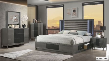 LED HEADBOARD 4-PC QUEEN STORAGE BED SET OFFERUP SPECIAL SALE!