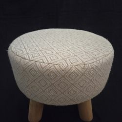 Mystic Apparel 10.5"x 11" Round Footstool Ottoman  Linen Beige&Cream