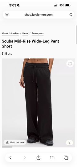 Scuba mid rise wide leg in short size 6 black pants