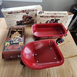 Lot of 5 Vintage Radio Flyer and Flexible Flyer Toys-Sleds, Wagons, Wheelbarrow