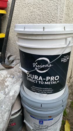 5 gallons of gray or Bone white paint , Tan