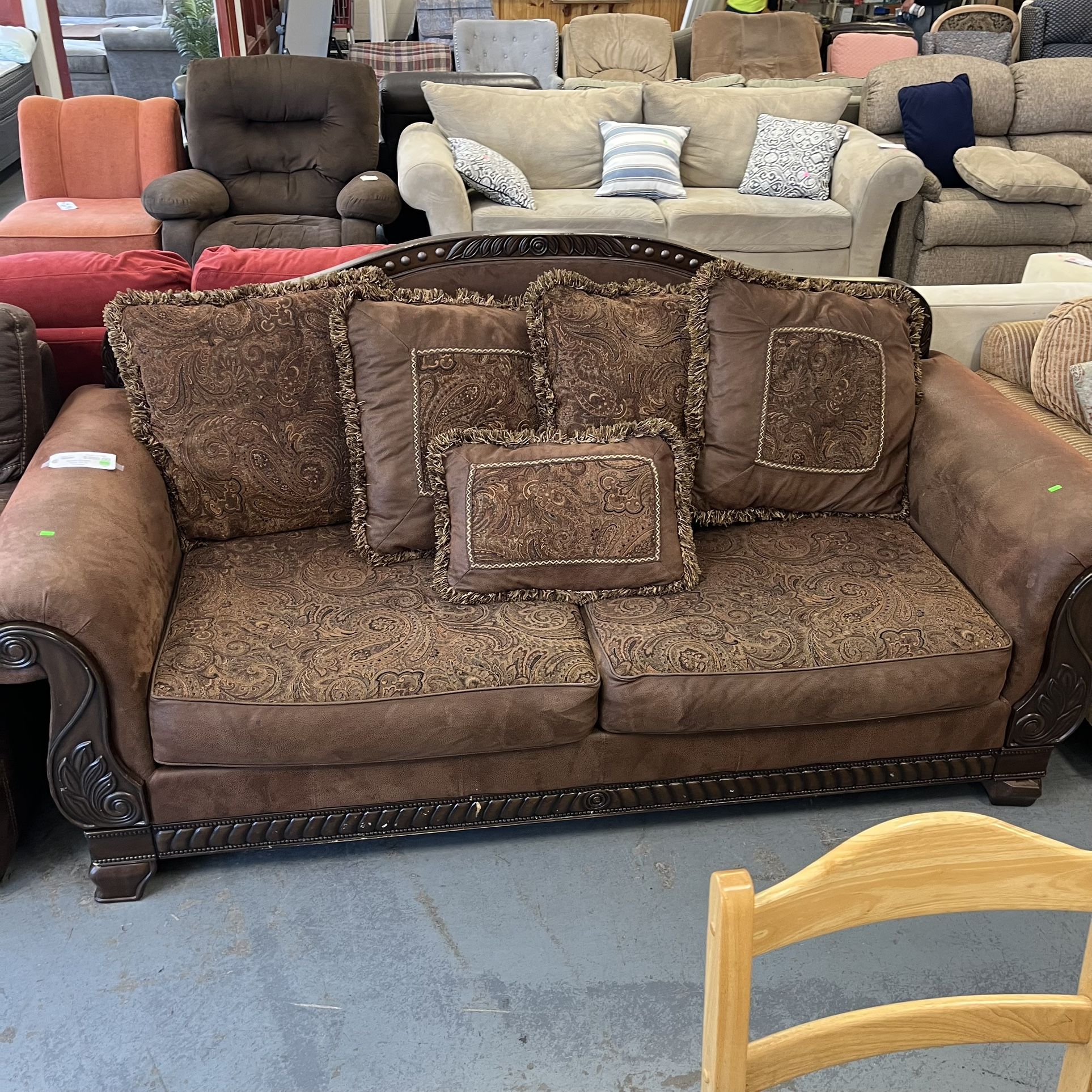 Brown Paisley Couch Sofa (in Store)