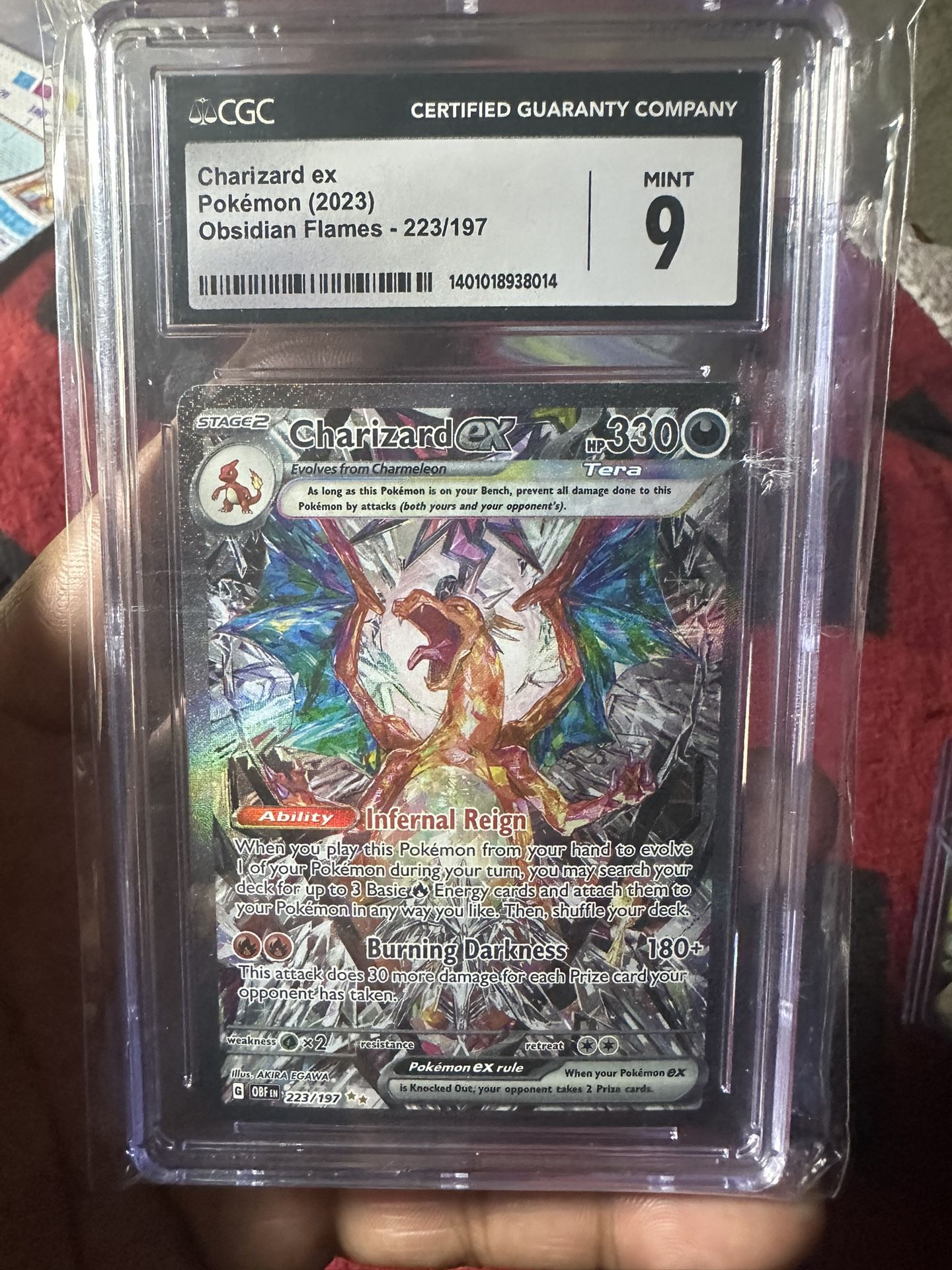 POKEMON 2023 OBSIDIAN FLAMES 🔥 CHARZARD EX SPECIAL ILLUSTRATION 223/197 Cgc9