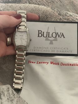 Ladies Stainless Steel 14 Diamond Bulova Watch