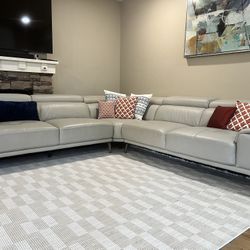 Abbyson Quinton Top Grain Leather Sectional with Adjustable Headrests