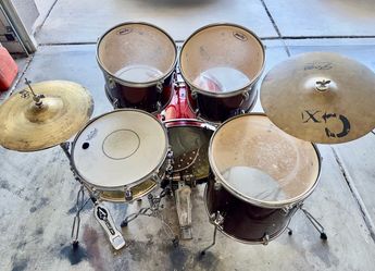 Pacific Drums (PDP by DW) full drum set w/ SX Series hammered brass snare drum good cymbals hardware