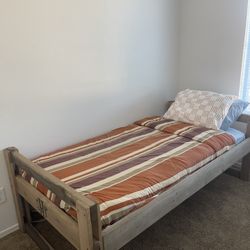Brand New Twin Bed – Solid Wood Frame + Mattress