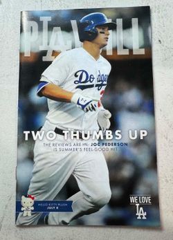 July 2015 "Dodger Insider" magazine featuring outfielder Joc Pederson on the cover.