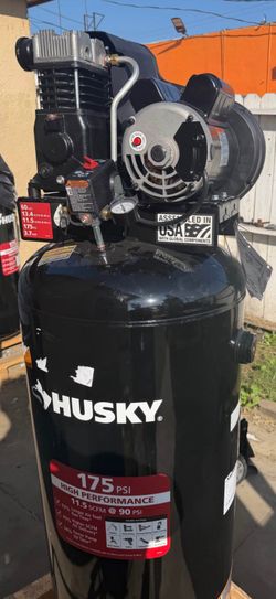 60 Gal. 3.7 HP 1-Phase 175 PSI Oil Lubed Belt Drive Stationary Electric Air Compressor by Husky